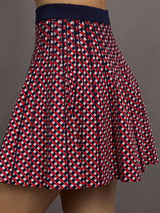 525 America - Pamela Jacquard Waist Pleated Tennis Mini Skirt