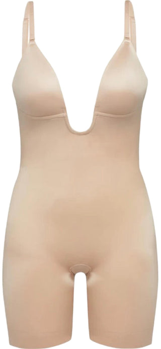 Spanx - Bodysuit com decote profundo nas costas e comprimento até o meio da coxa