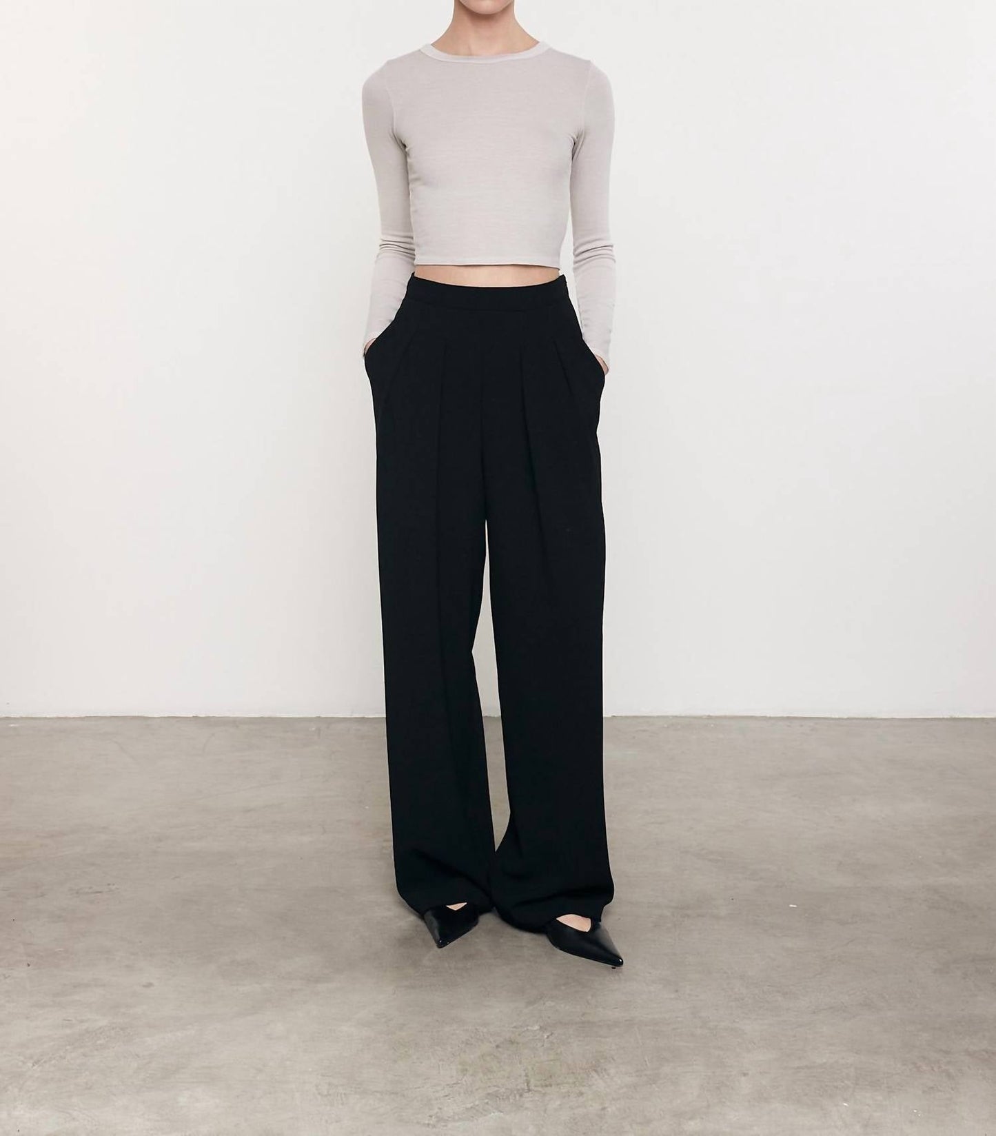 Enza Costa - Silk Knit Long Sleeve Tuck Top