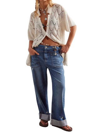Free People - Calça Jeans Palmer com Punhos