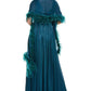 Badgley Mischka - Feather Wrap Sequin Gown