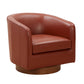 Tessa Caramel Top Grain Leather Swivel Chair with Wood Base