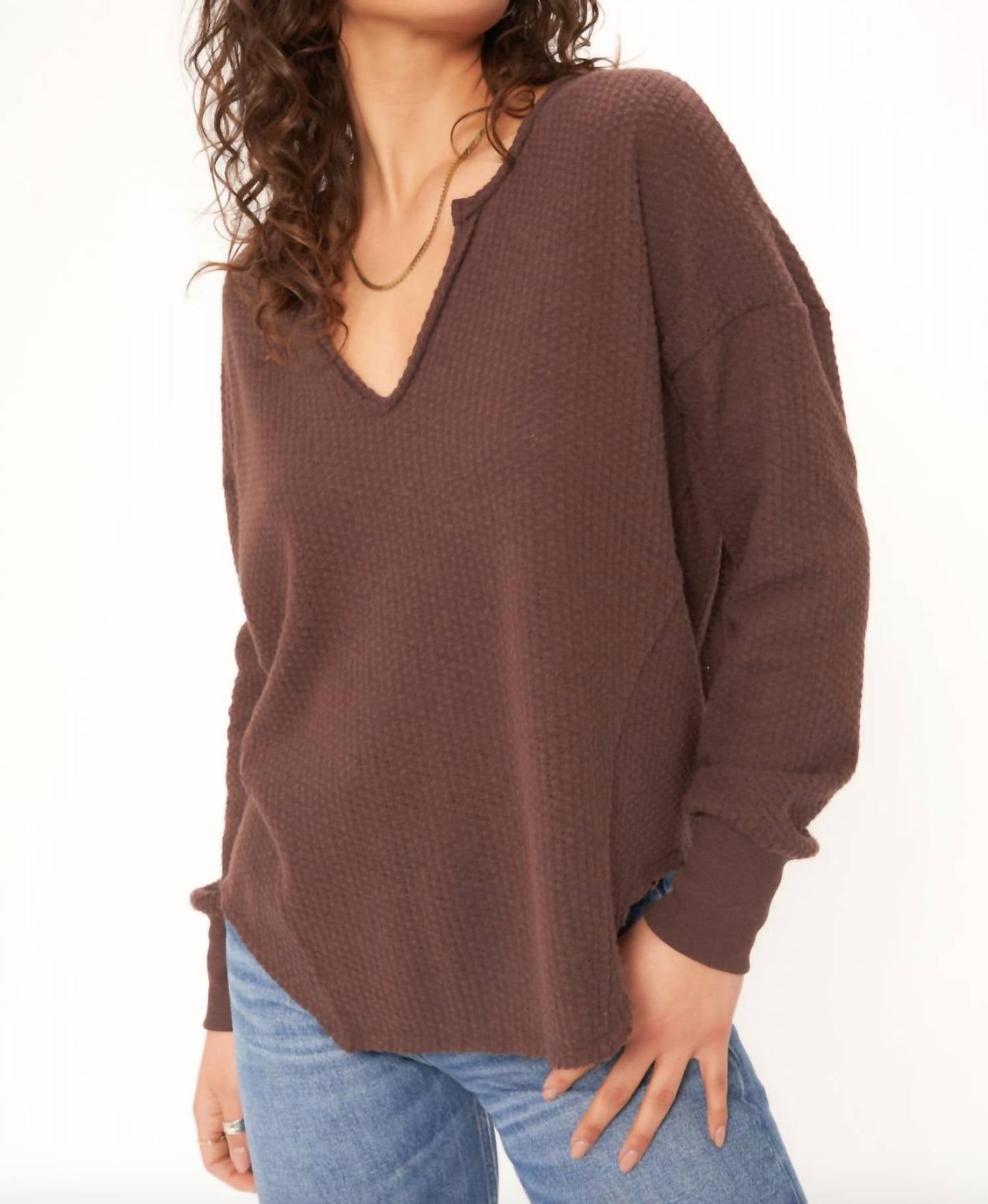Project Social T - Borderline Cozy Thermal Notch V-neck Longsleeve