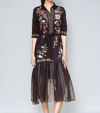 Johnny Was - Vestido-camisa em camadas Darcey Henley com anágua