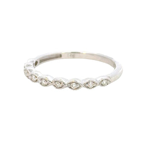 Aamiaa - Faixa de diamante natural Milgrain de 0,09 quilates - Tamanho 6,5