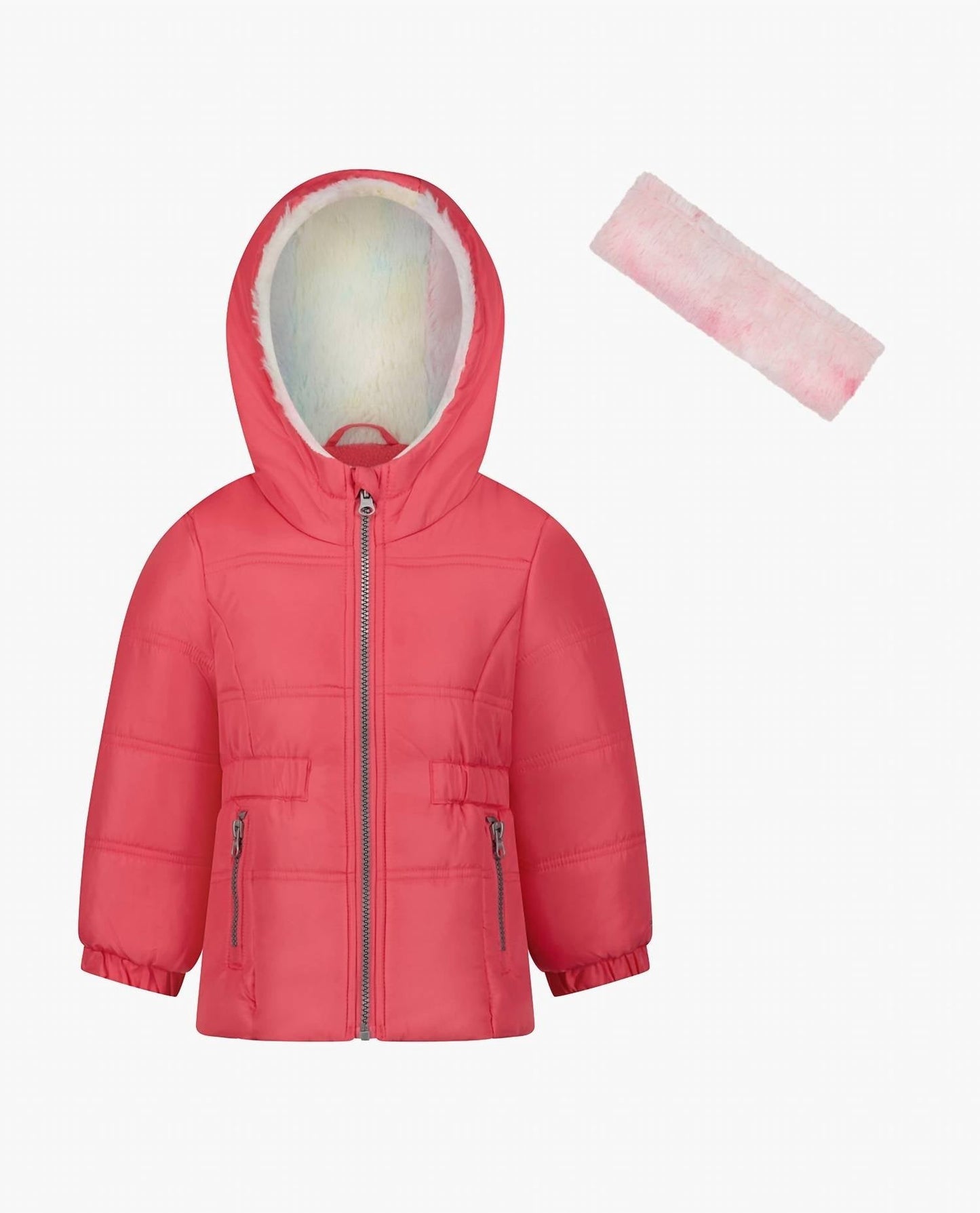 London Fog - Toddler Girls Zip-front Hooded Mid Cinch Puffer