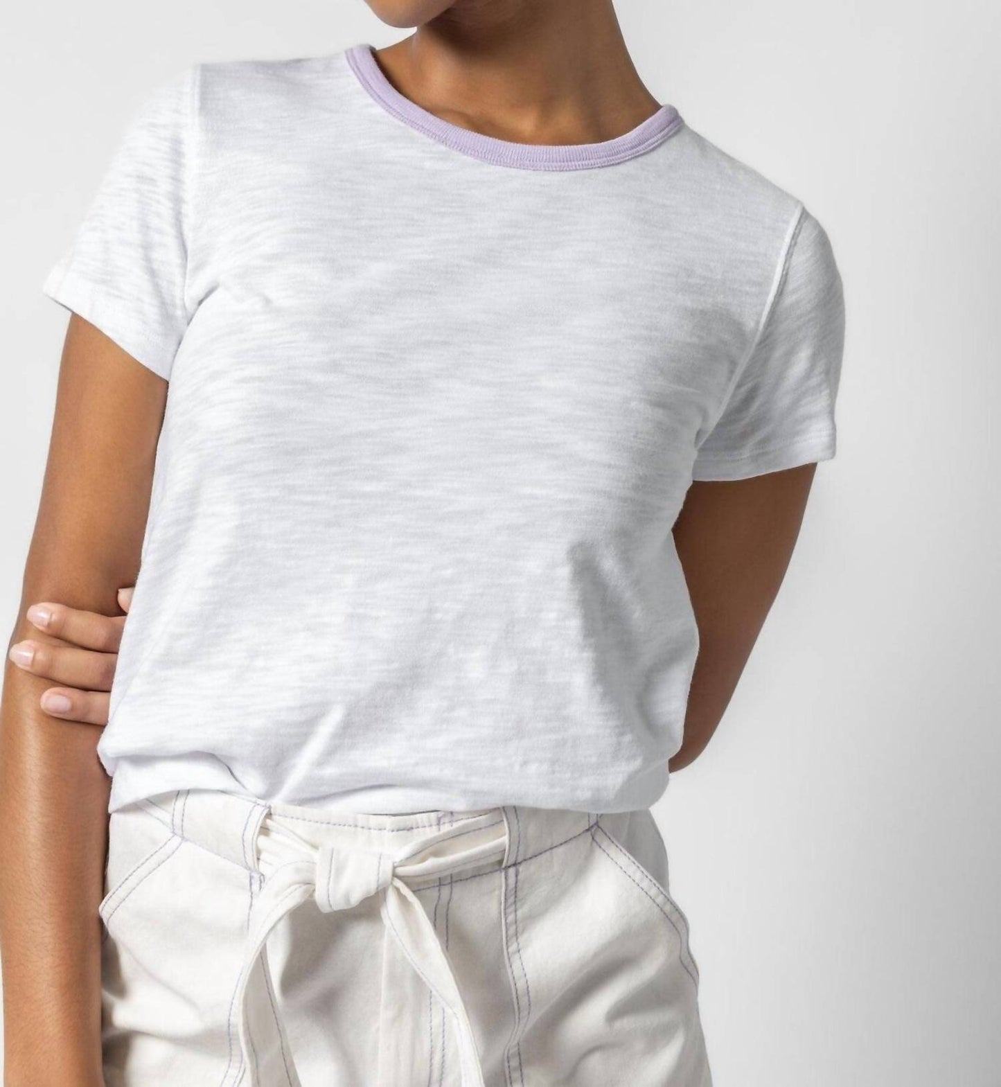 Lilla P - Short Sleeve Colorblock Crewneck Top