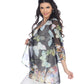Arias - Sheer Butterfly Print Kimono Cardigan