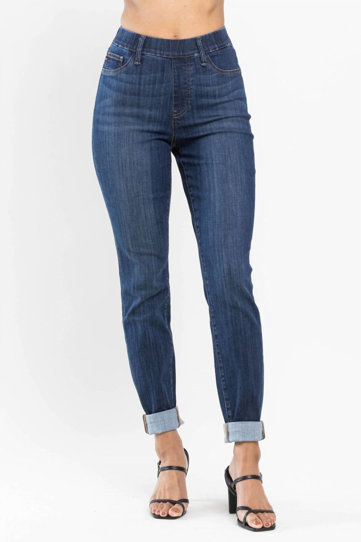 Judy Blue - Waist Pull On Slim Fit Cuffed Jeans