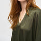 Joseph Ribkoff - Pleated V-neck Long Sleeve Satin Top