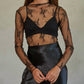 By Together - Knit Jacquard Lace Mock Neck Top
