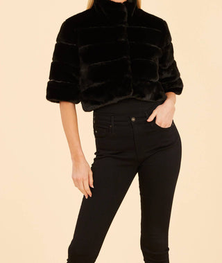 Dolce Cabo - Faux Fur Paneled Cropped Jacket