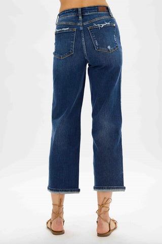 Judy Blue - Destroyed Pocket Wide Leg Jeans