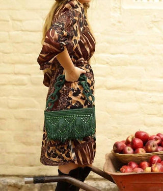 America &amp; Beyond - Bolsa de ombro feminina com miçangas