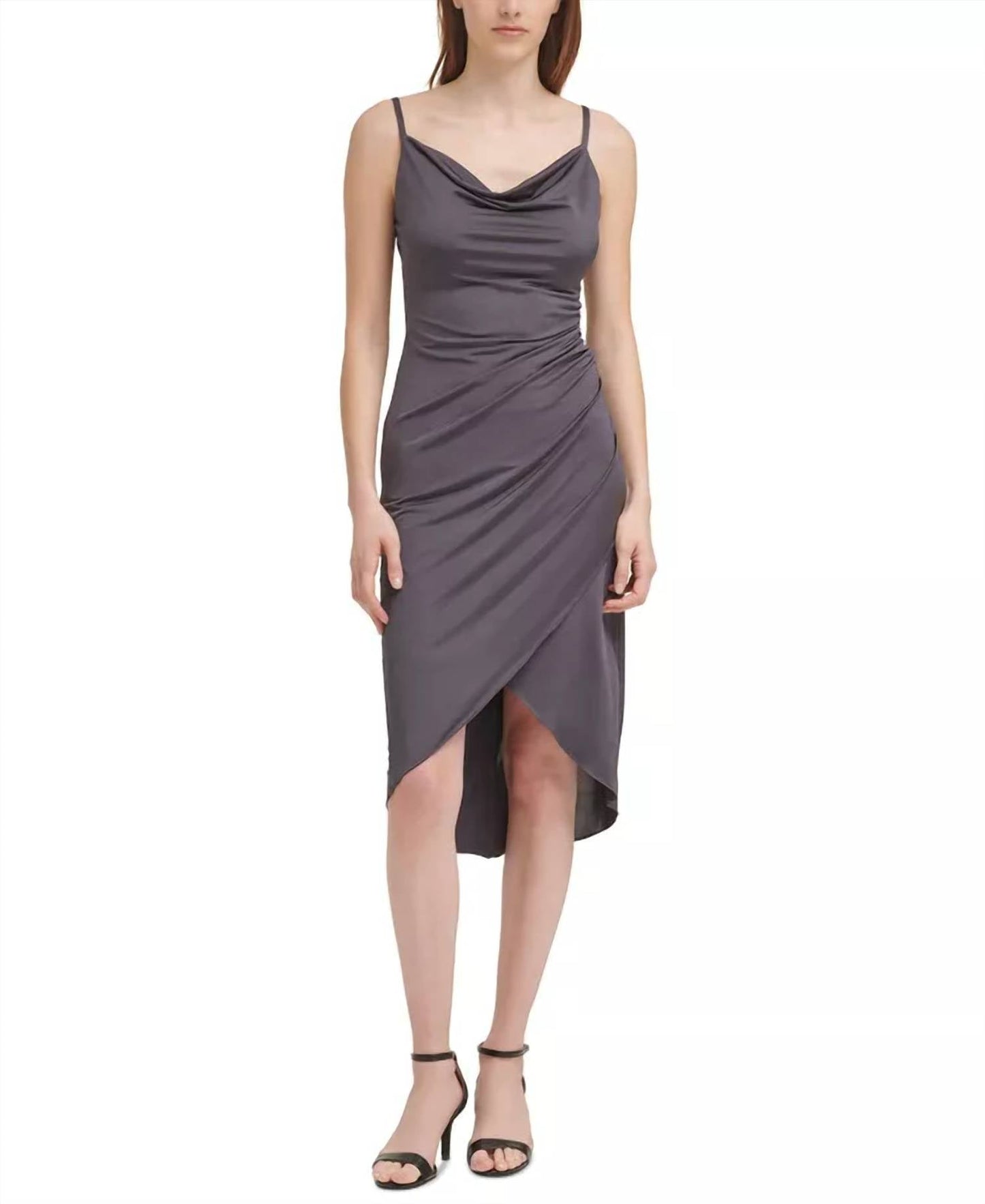 Guess - Cowl Neck Drape Midi Satin Dress
