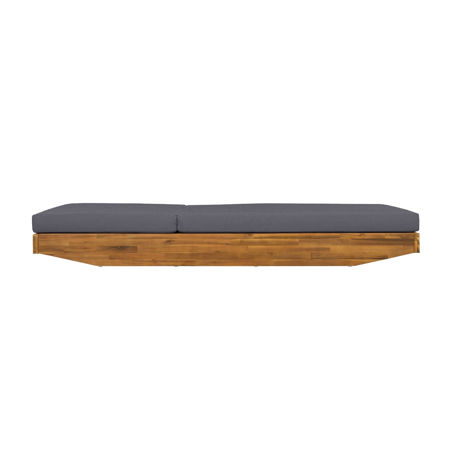 Acacia Wood Chaise Lounge with Cushion - Teak Finish