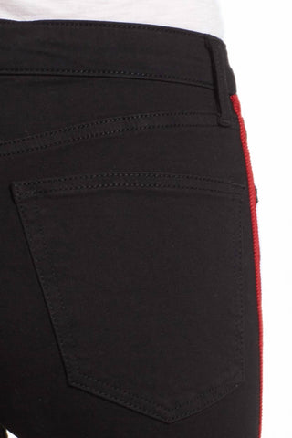 Topshop - Calça jeans flare Jamie Moto cintura alta com listras laterais