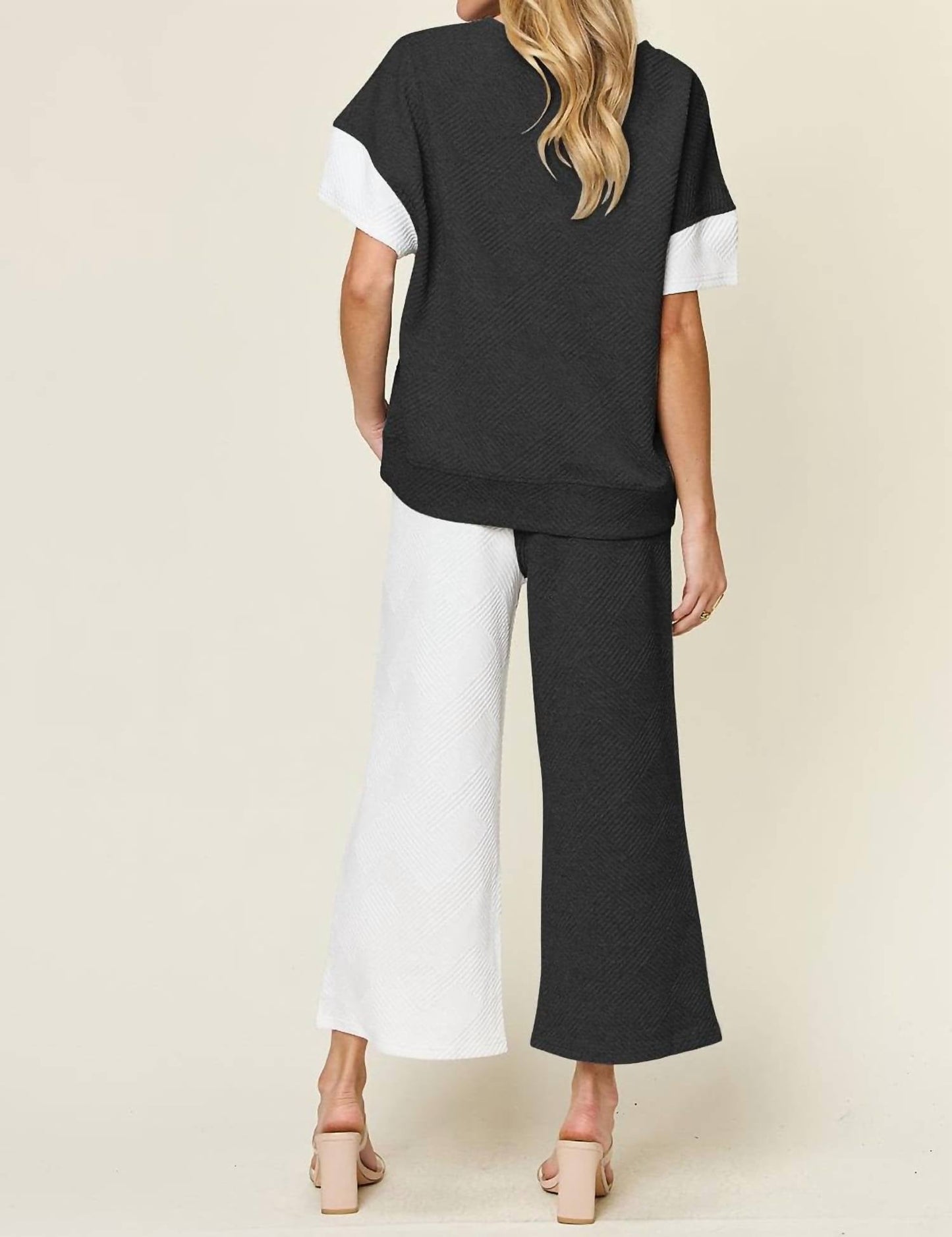 Double Take - Chic Textured T-Shirt & Pants Set