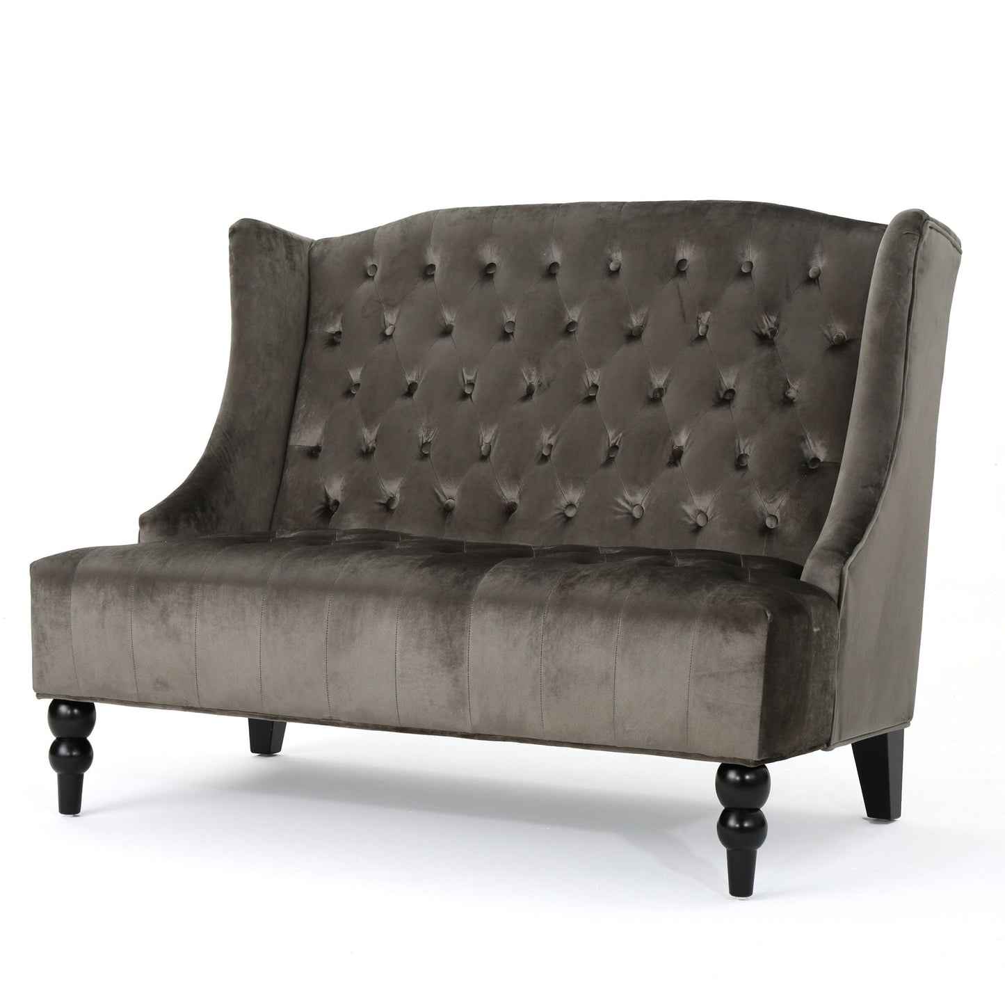 Nurturing Upholstered Loveseat With Wing Back And Diamond Tufting