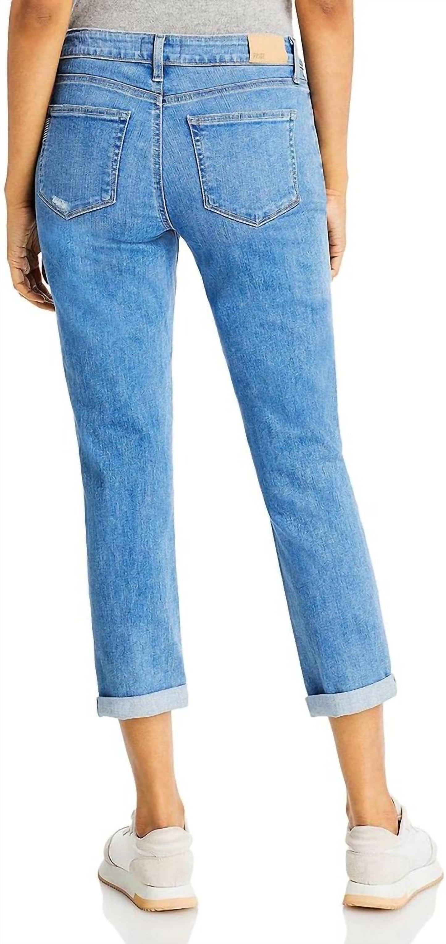 Paige - Calça jeans feminina Brigitte cintura média Boyfriend