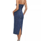 Good American - Denim Tube Midi Dress