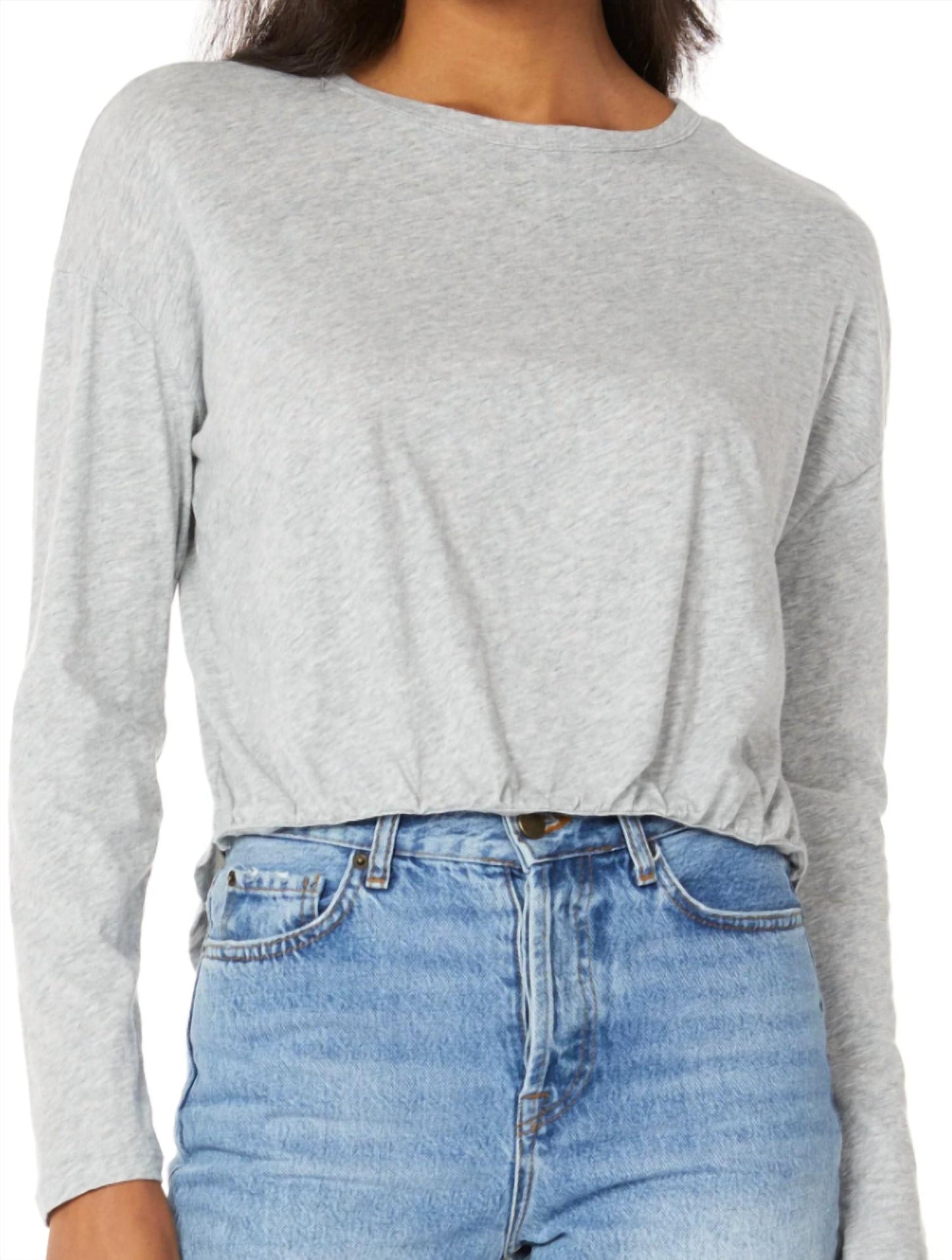 Bobi - Tuck Hem Long Sleeve Scoop Neck Tee