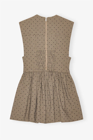 Ganni - Vestido curto xadrez flocado