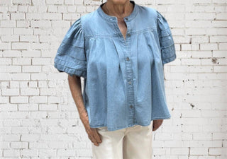 Karlie - Blusa jeans feminina novidade