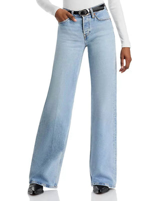 Re/Done - Calça Jeans de Cintura Média e Perna Larga
