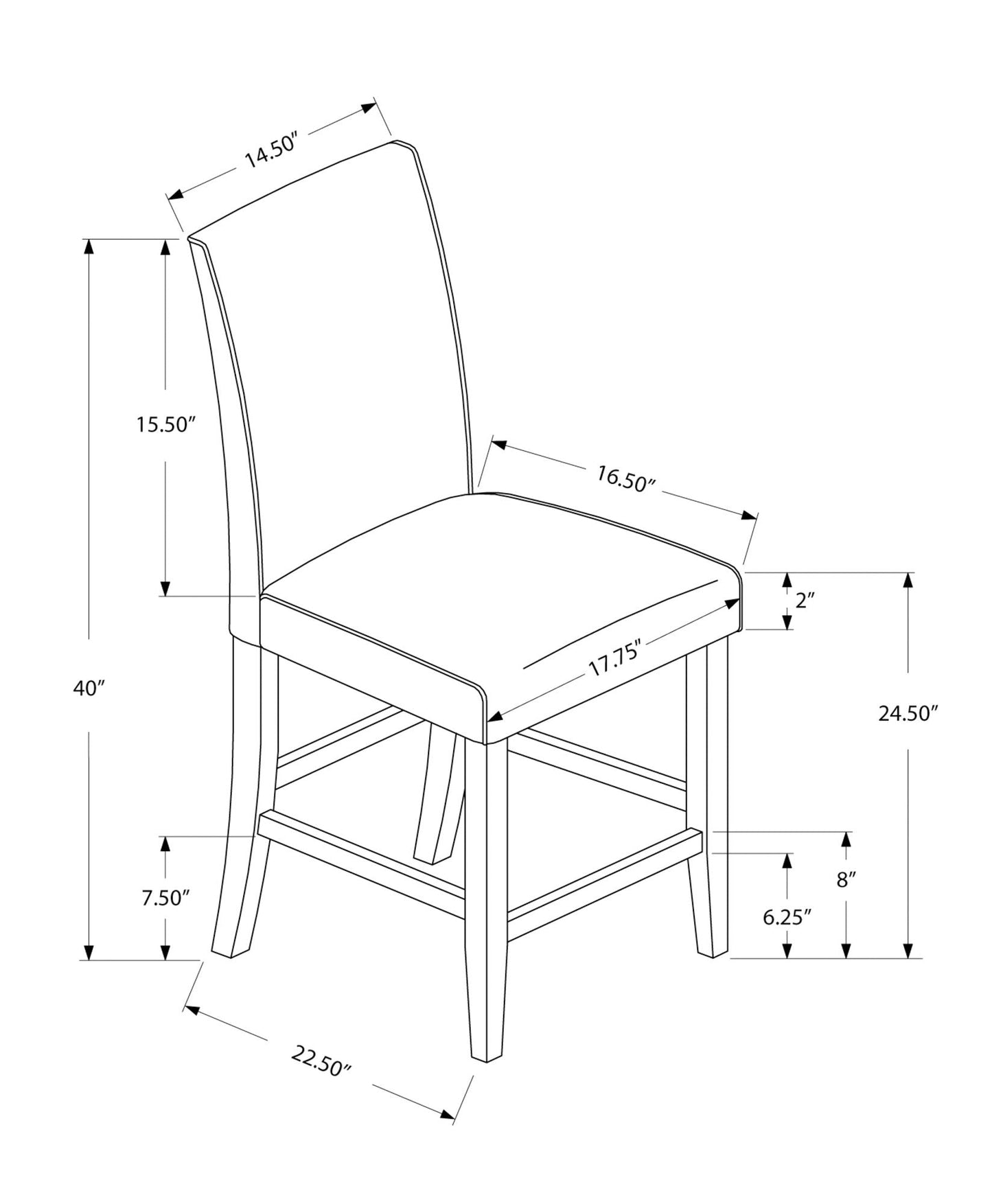 Counter Height Dining Chair Upholstered Look (Set of 2)