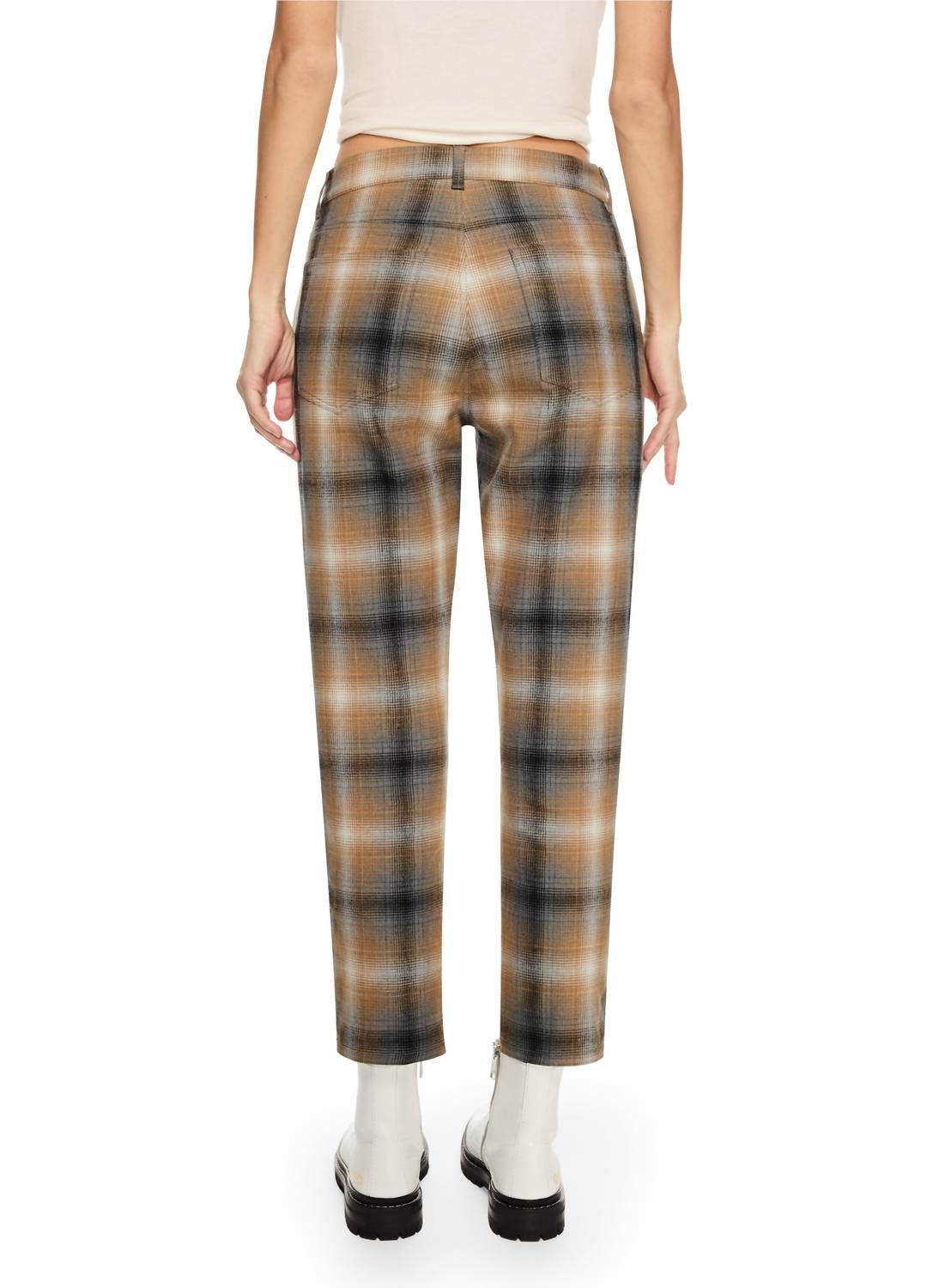 On This Day - Linen-blend Shadow Plaid Tapered Pants