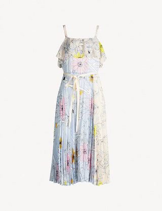 Topshop - Vestido midi plissado com estampa floral