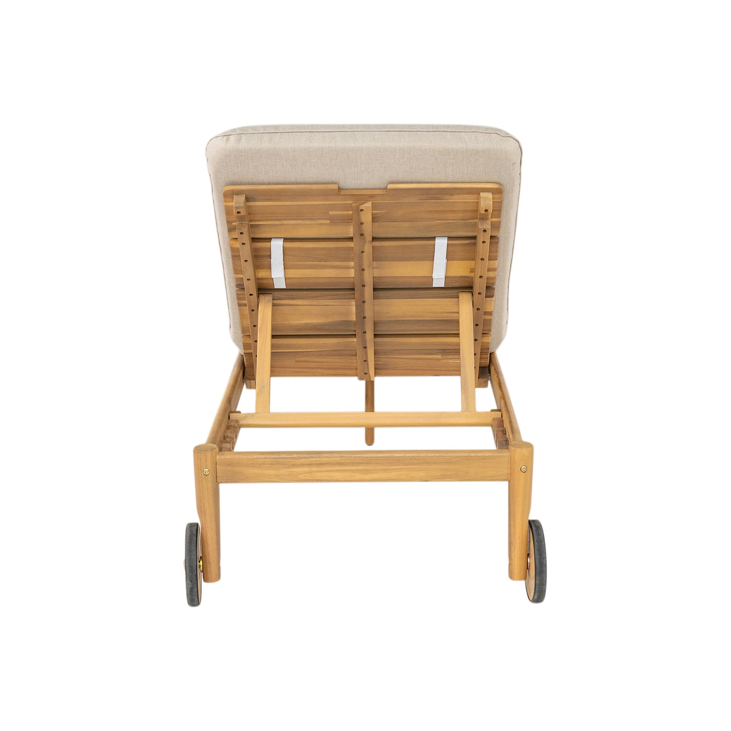 Riviera Outdoor Chaise Lounge with Wheels, Acacia Wood Frame (Set of 2)