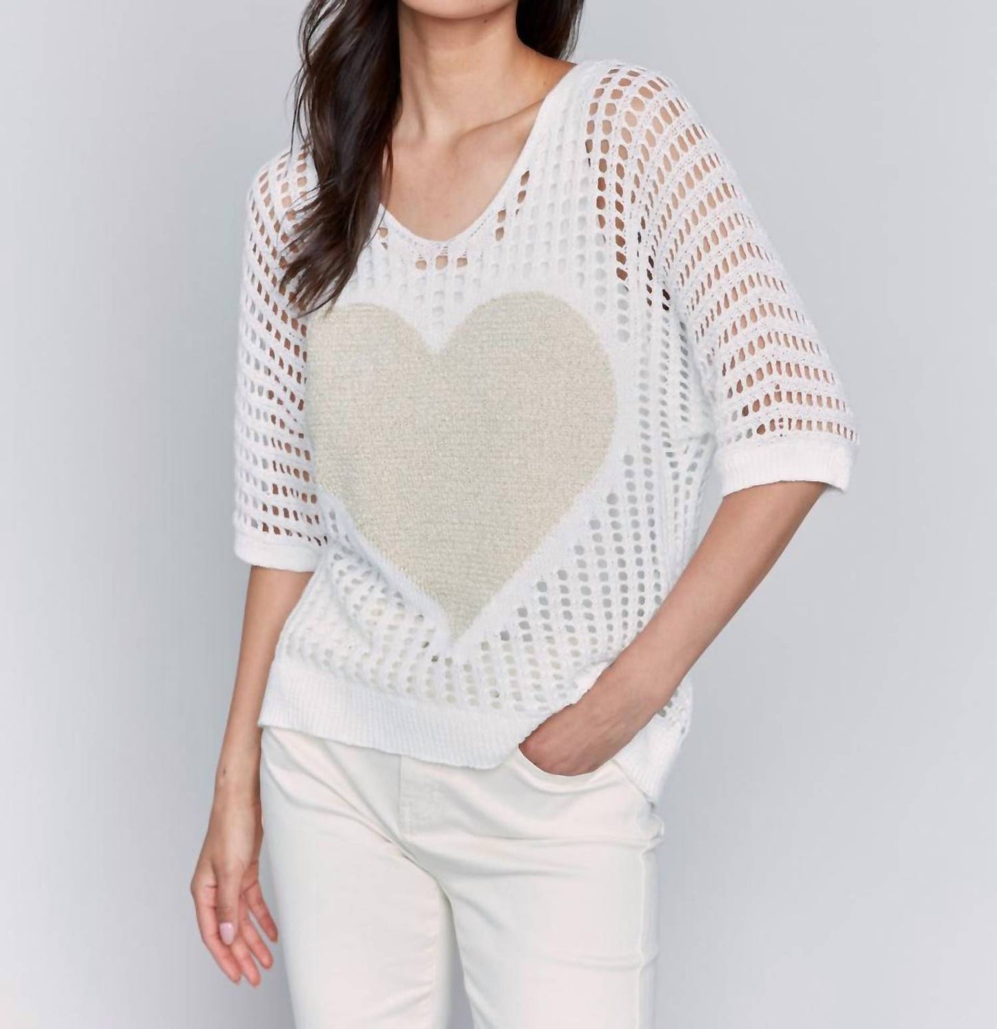 Charlie B - Blanca Heart Knit Top