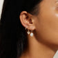 Eklexic - Women's Oval Huggie Hoops With Pearl Drop Earrings