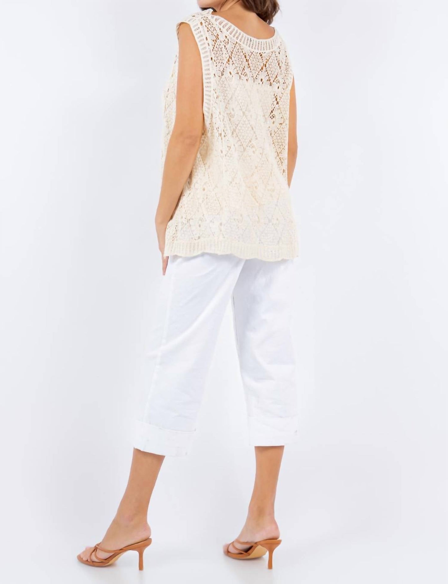 Paparazzi - Crochet Diamond Pattern Hi-Low Tank Top