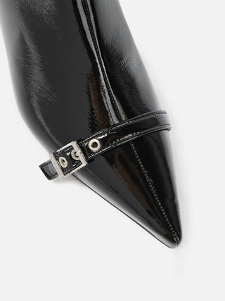 Ganni - Botas femininas com salto gatinho e ilhós