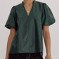 Entro - Diana Faux Leather Puff Sleeve Top