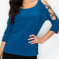Perseption Concept - Rhinestone Cutout Sleeve Top