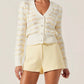 Astr - Janira Wavy Stripe Pointelle Cardigan