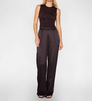 Enza Costa - Straight Pleated Satin Pants