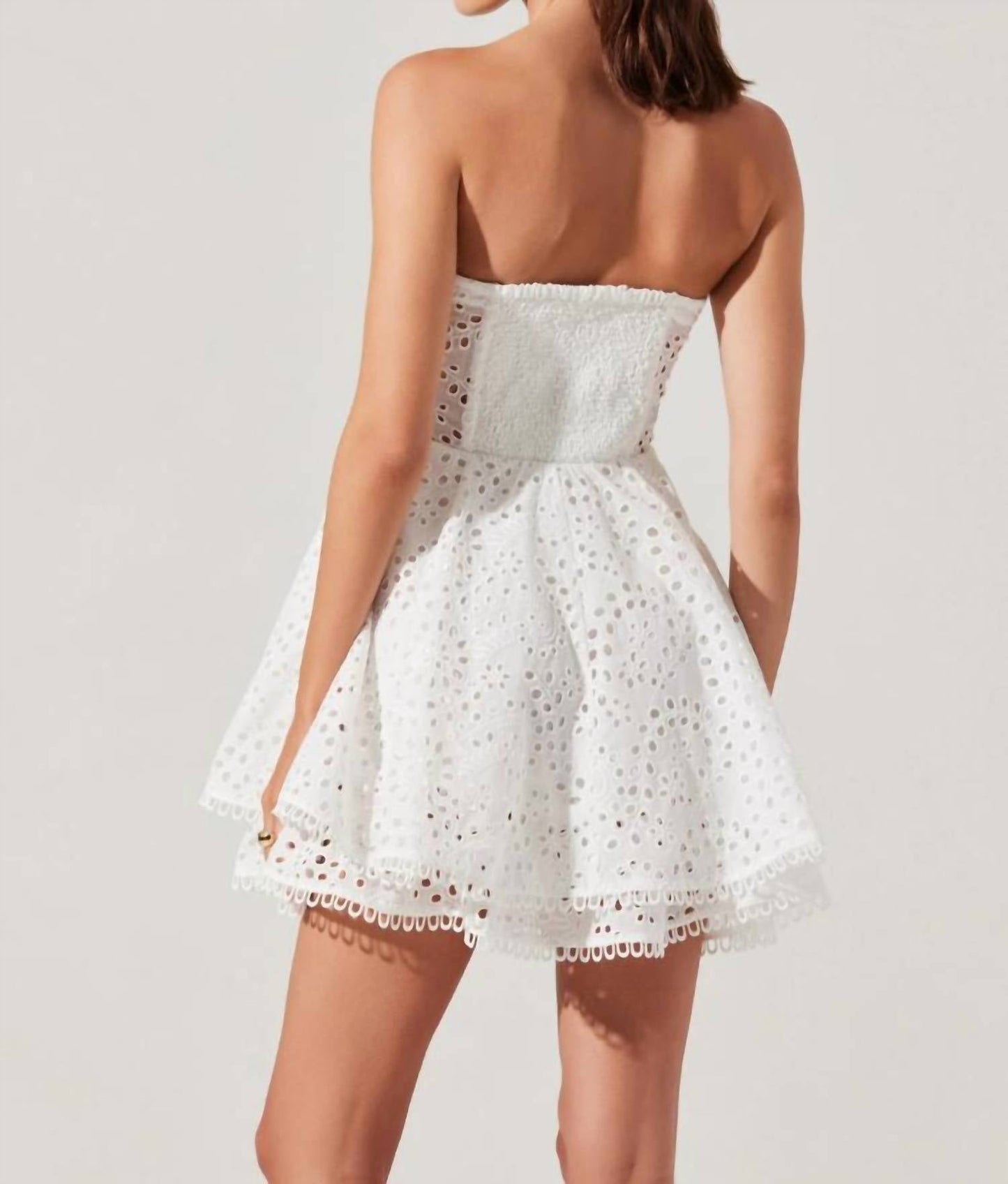 Astr - Deasia Strapless Eyelet Mini Dress