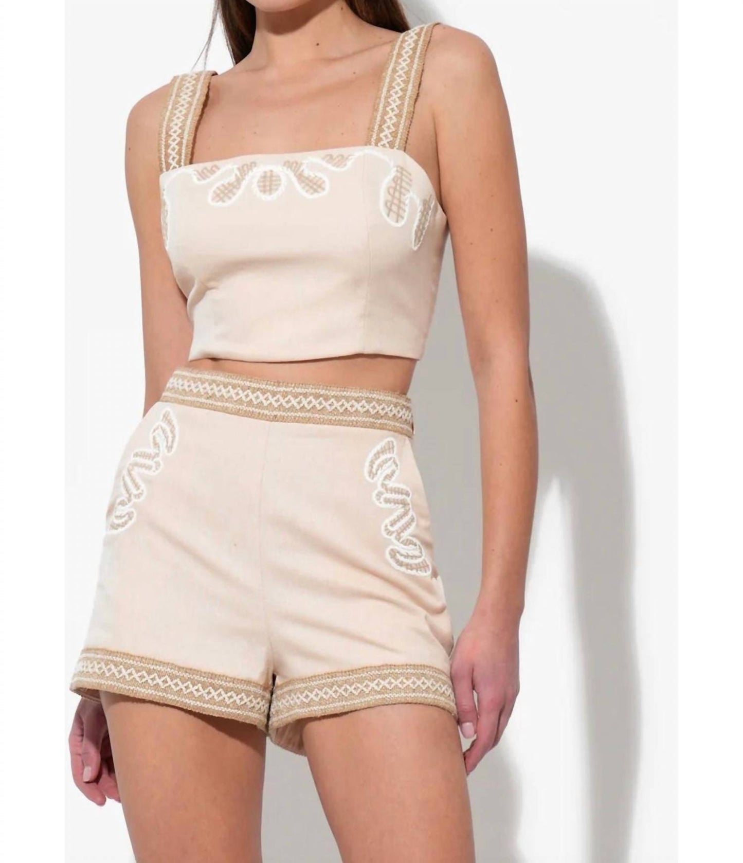 Adelyn Rae - Traci Embroidered Cropped Top