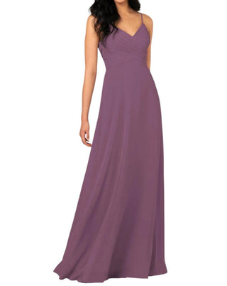 Sorella Vita - Classic V-Neckline Chiffon Bridesmaid Dress with Floor-Length Skirt