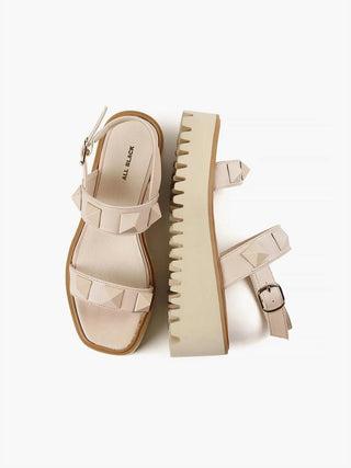 Sandália Flatform All Black - Pirâmide com Tachas