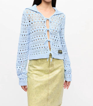 Ganni - Cotton Mix Tie String Cardigan