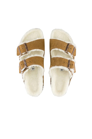 Birkenstock - Sandália feminina Arizona Shearling