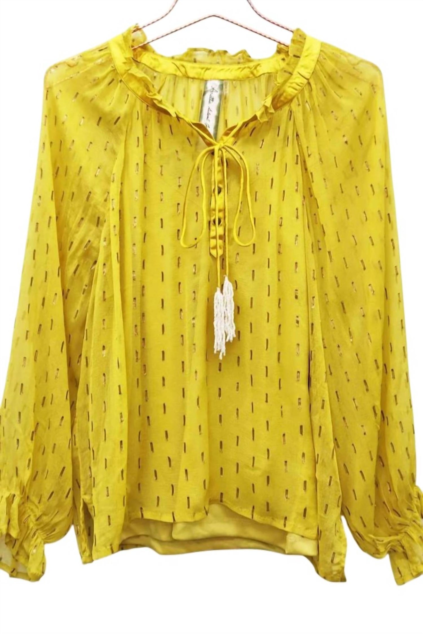 Aratta - Women's Beaded Tassel Chiffon Blouse With Cami