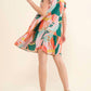 And The Why - Printed Double Ruffle Sleeve Dress