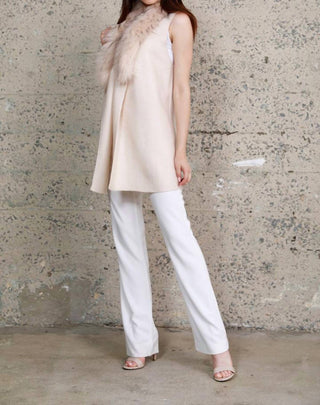 Dolce Cabo - Colete feminino com gola de pele creme